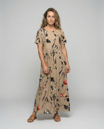 Damen Florales Empire Maxikleid