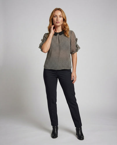 Damen Peter-Pan-Kragen Chiffon-Kurzbluse