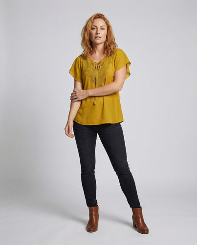 Damen Florale Häkelpasse Tunika-Bluse