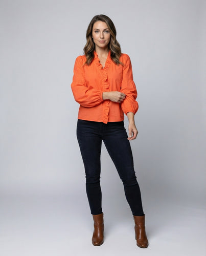Damen Rüschenblende Tunika-Blusenshirt