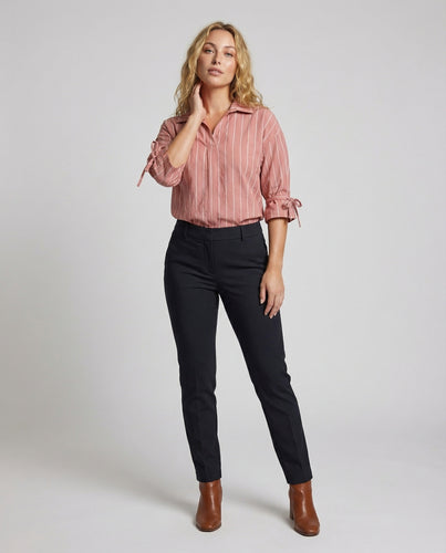 Damen Gestreifte Bindeband Hemdbluse