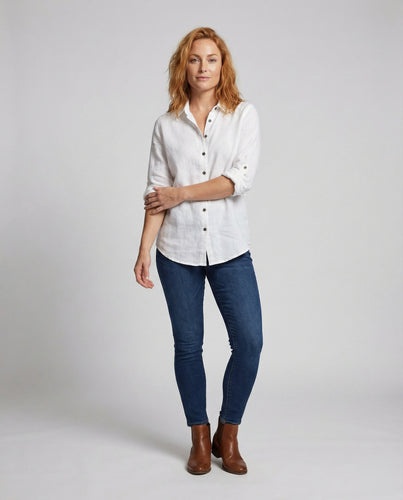 Damen Doppelgaze Holzknopf Strandbluse