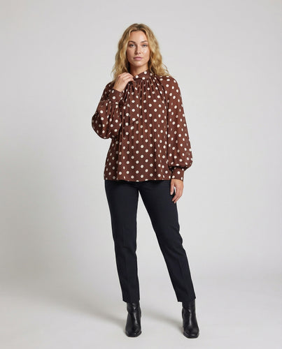 Damen Plissee-Chiffon Ballonärmel Bluse