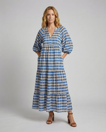Damen Boho Volantärmel Stufen-Maxikleid