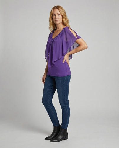 Damen Mehrlagiges Volant Chiffon-Top
