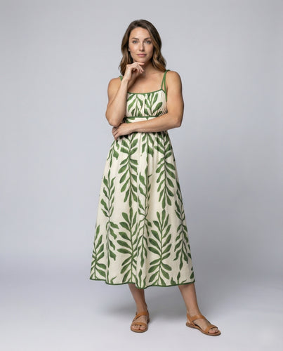 Damen Spaghettiträger A-Linien Midikleid