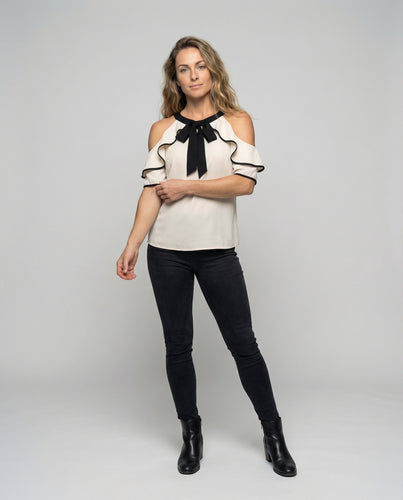 Damen Neckholder Schluppen-Blusentop