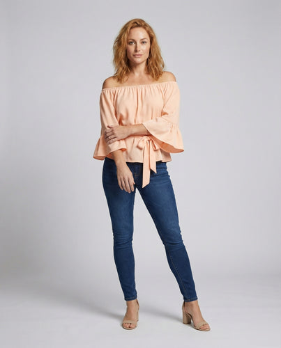 Damen Schulterfreie Volantärmel Bluse