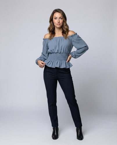Damen Schulterfreie Ballonärmel Kurzbluse