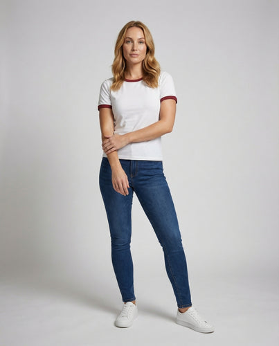 Damen Ringer-Stil Kurzshirt