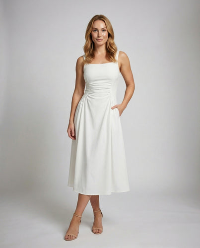 Damen A-Linien Raffnaht Maxikleid