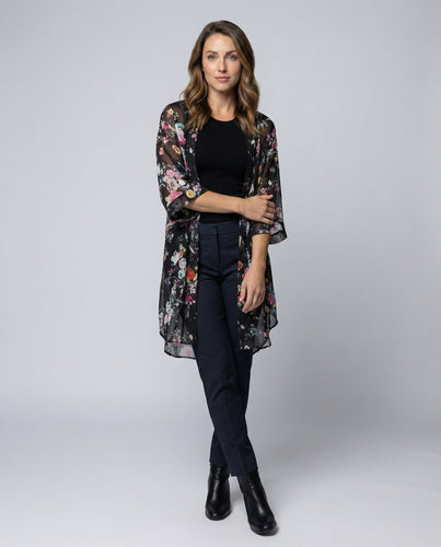 Damen Floraler Chiffon Kimono-Überwurf