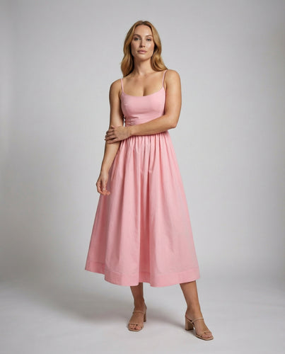 Damen Korsagenmieder Spaghettiträger Tellerkleid