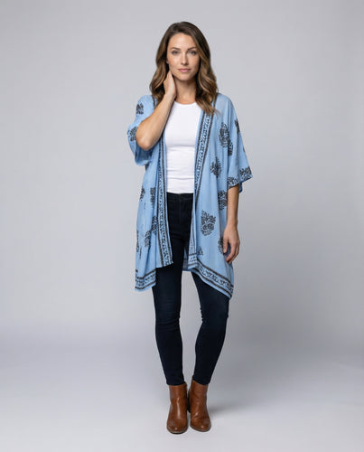 Damen Ornamentaler Boho Kimono-Cardigan