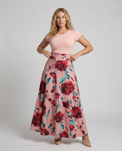 Damen Blumenprint Maxirock-Ensemble