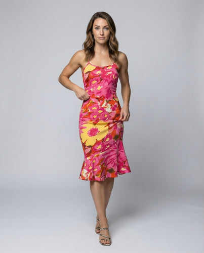 Damen nan figurbetontes Spaghettiträger-Midikleid im Slipdress‑Stil mit Bias‑Schnitt und fließender Satinoptik R&B