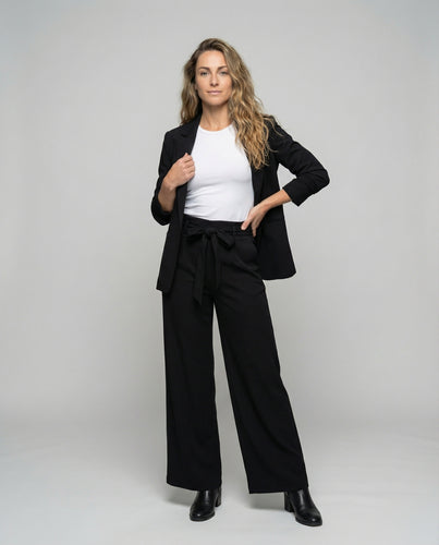 Damen nan hochgeschnittene Palazzohose mit weitem Bein, elastischem Bund und Kordelzug R&B