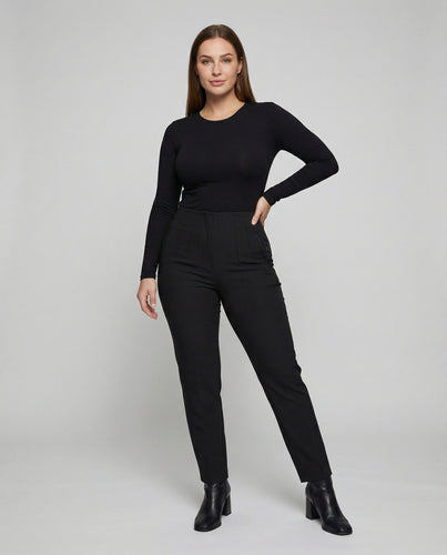 Damen nan hochgeschnittene taillierte Ankle-Hose mit formendem Komfortbund, Bügelfalte und schlanker Zigaretten-Silhouette R&B