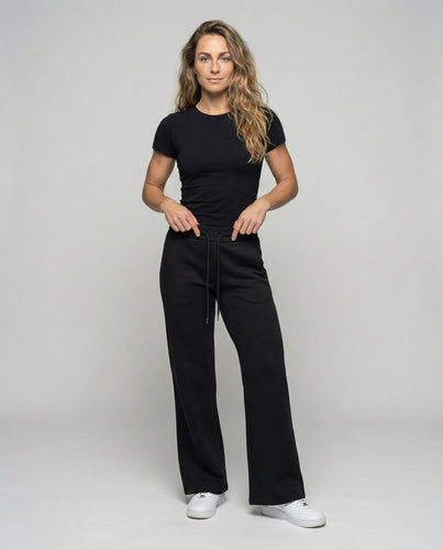 Damen nan hochtaillierte Schlag-Sweathose mit Kordelzug und figurformender Teilungsnaht R&B