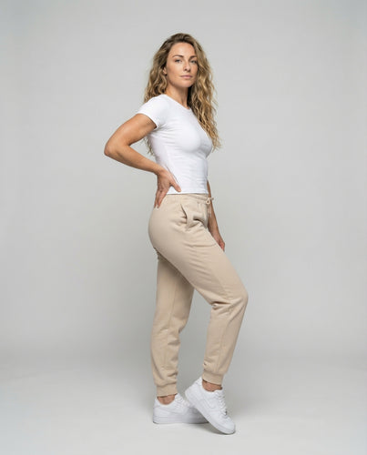 Damen nan konisch zulaufende Jogginghose mit hohem Komfortbund, Kordelzug und Eingrifftaschen R&B