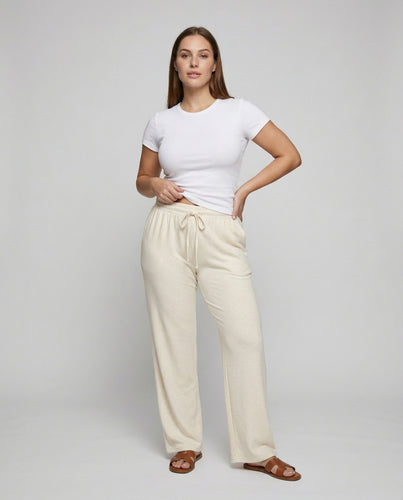 Damen nan kuschelige Lounge-Jogginghose mit hohem Rippbund, Kordelzug und elastischen Beinbündchen R&B