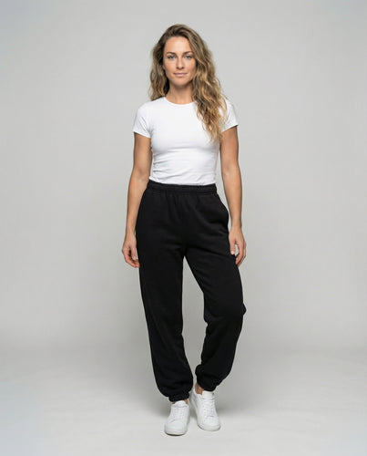 Damen nan lässige Relax-Sweathose mit elastischem Komfortbund, schrägen Eingrifftaschen und gerafften Knöchelsäumen R&B