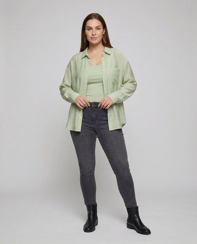 Damen nan luftige Doppel-Lagen-Hemdbluse mit integriertem Top und Oversize-Schnitt R&B