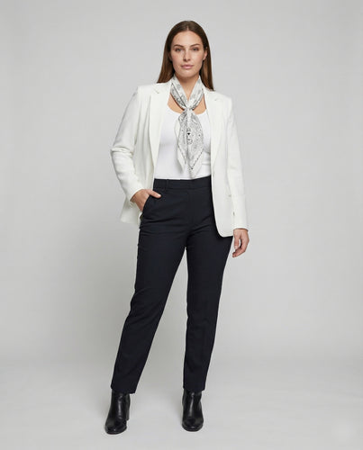 Damen nan schmaler Ein-Knopf-Blazer mit konturierenden Abnähern und krempelbaren Ärmeln R&B