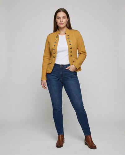 Damen nan taillierte Kurzjacke im Heritage-Stil mit dekorativer Zierknopfleiste R&B