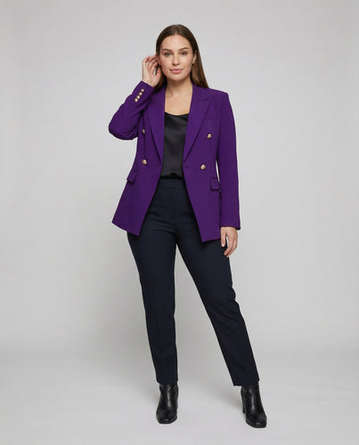 Damen nan taillierter Businessblazer mit dezenten Metallknöpfen und Pattentaschen R&B