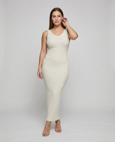 Damen nan tailliertes Rippkleid Maxi mit V-Ausschnitt figurformendem Stretch und breiten Trägern R&B