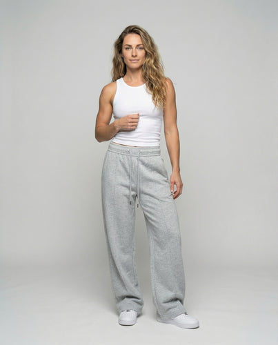 Damen nan ultraweite Sweat-Palazzohose mit hohem Rippbund und Kordelzug R&B