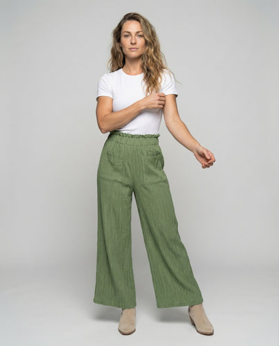 Damen nan weite Culottehose in Knitteroptik mit hohem Smokbund und großen aufgesetzten Taschen R&B