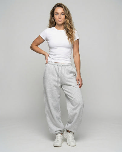 Damen nan weite Jogginghose mit hohem Elastikbund, Tunnelzug und tiefem Schritt R&B