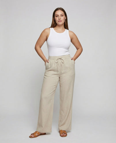 Damen nan weite Palazzo-Hose mit elastischem Tunnelzugbund, Kordelzug und seitlichen Eingrifftaschen R&B