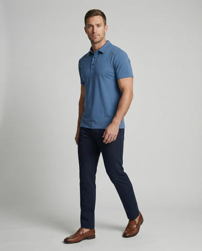 Herren nan atmungsaktives Stretch-Poloshirt aus Mikrofaser mit klassischem Kragen und dezenter Drei-Knopfleiste R&B