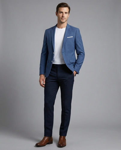 Herren nan leichtes Sommer-Sakko aus atmungsaktivem Twill mit schmaler Silhouette und Pattentaschen R&B