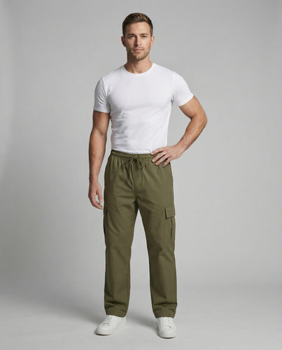 Herren nan weite Cargo-Baggy-Hose mit elastischem Kordelbund, großen Pattentaschen und lässiger Streetwear-Silhouette R&B