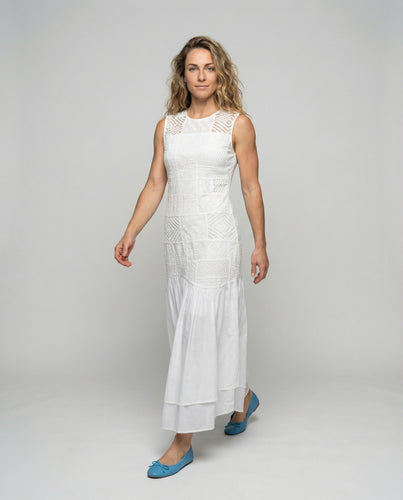Damen Gestufte Spitzen Chiffon Maxikleid