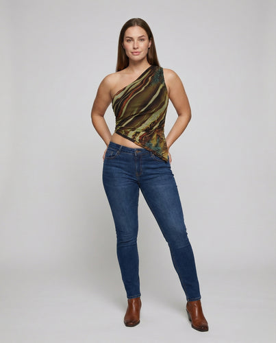 Damen Leichte Wickeldetail Stretchmesh Kurztop