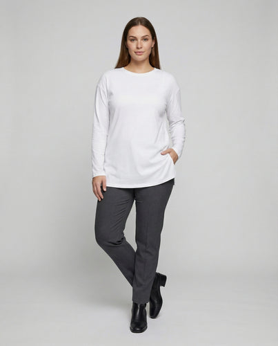 Damen Klassische Basic Baumwollmix Longshirt
