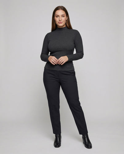 Damen Wärmende Stehkragen Feinstrick Longsleeve