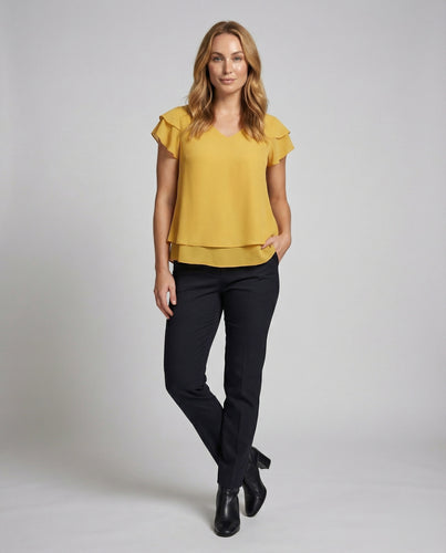 Damen Stufige Volant Chiffon Blusenshirt