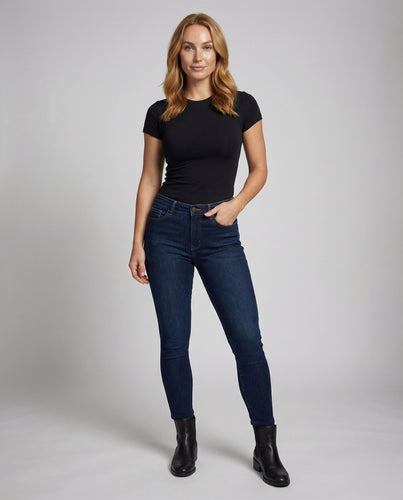 Damen Schmale Microstretch Mischgewebe Kurzarmshirt