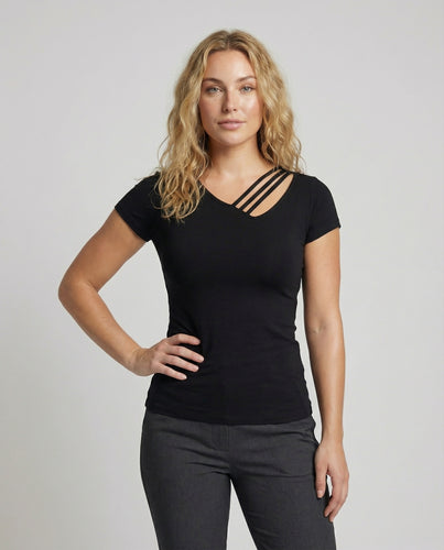 Damen Asymmetrische Elastische Mischgewebe Oberteil