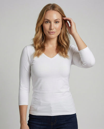 Damen Taillierte Elastische Baumwollmix Langarmshirt