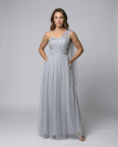 Damen Elegante Ein-Schulter Tüll Galarobe