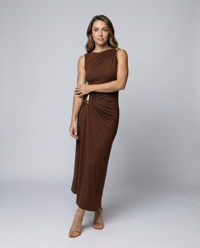 Damen Elegante Drapierte Mischgewebe Gala-Maxikleid