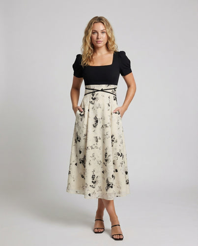 Damen Elegante Korsage Mischgewebe Midikleid