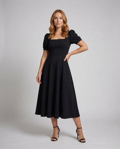 Damen Feminine A-Linien Mischgewebe Midikleid